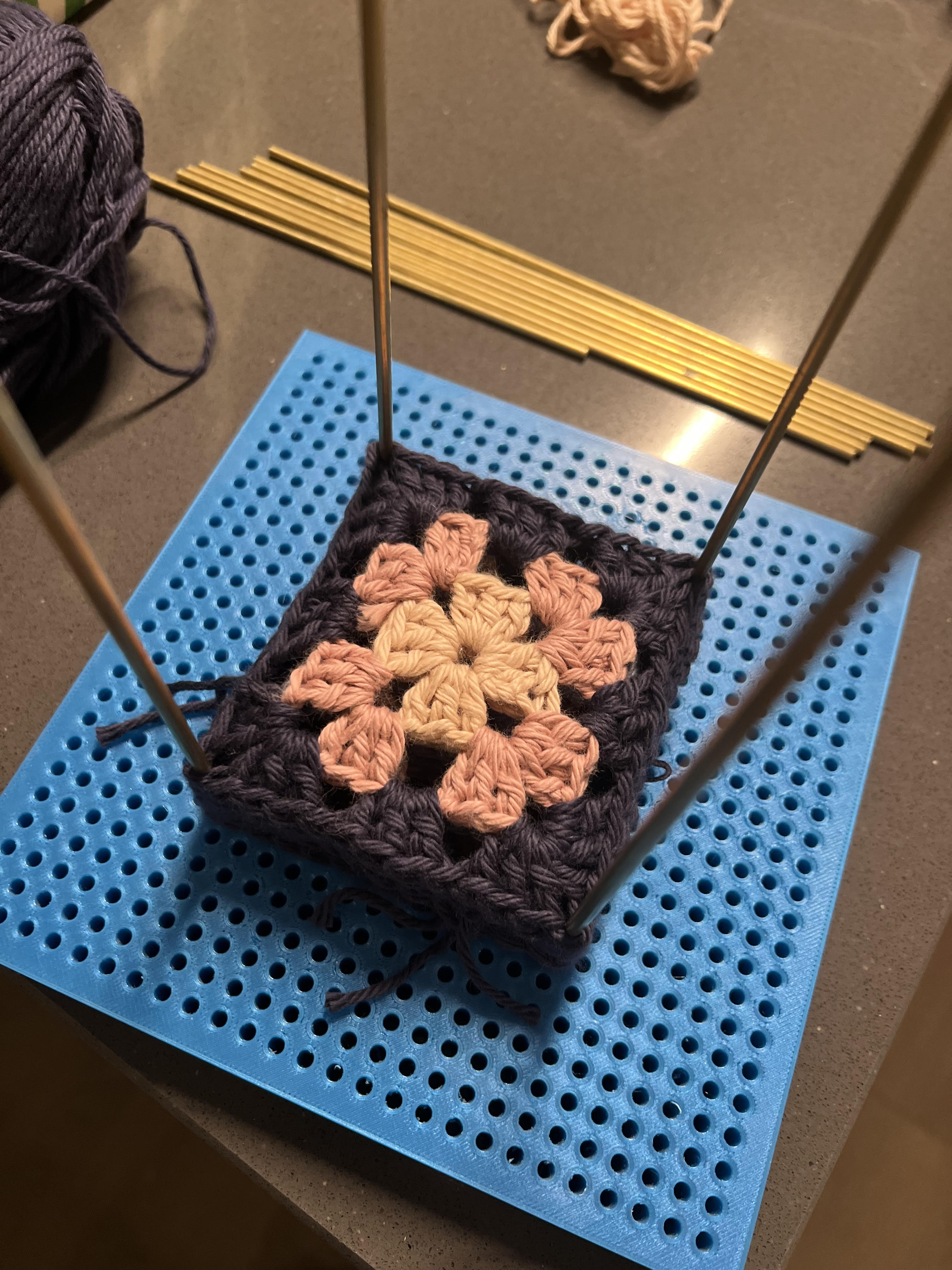 Crochet granny square blocking board