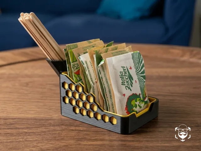 Modular Honeycomb Coffee Station – Sugar Packet & Stirrer Holder (Support-Free)