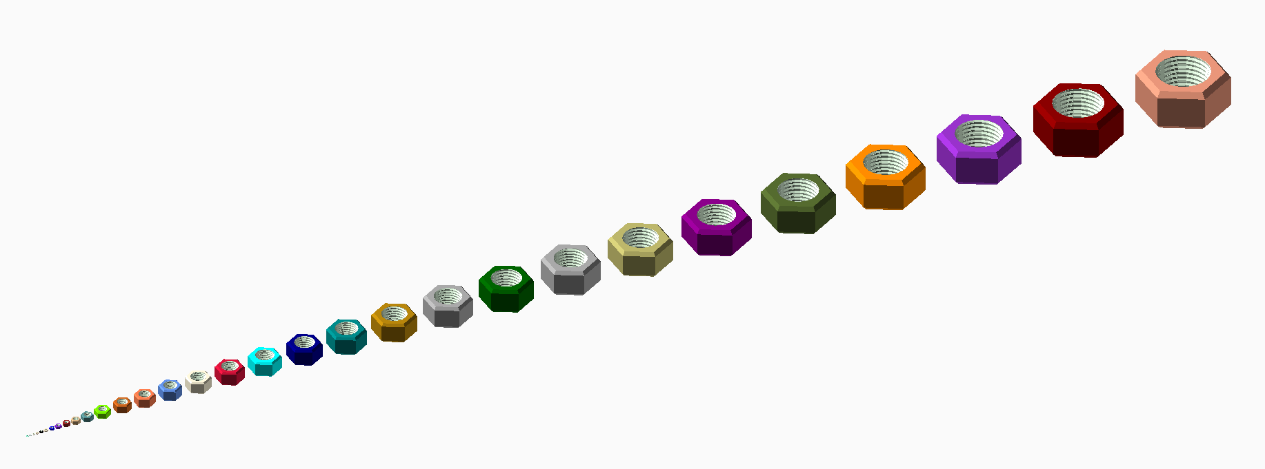 Complete Set of Metric Nuts Version1 M2, M2.5, M3, M4, M5, M6, M8, M10, ..., M64