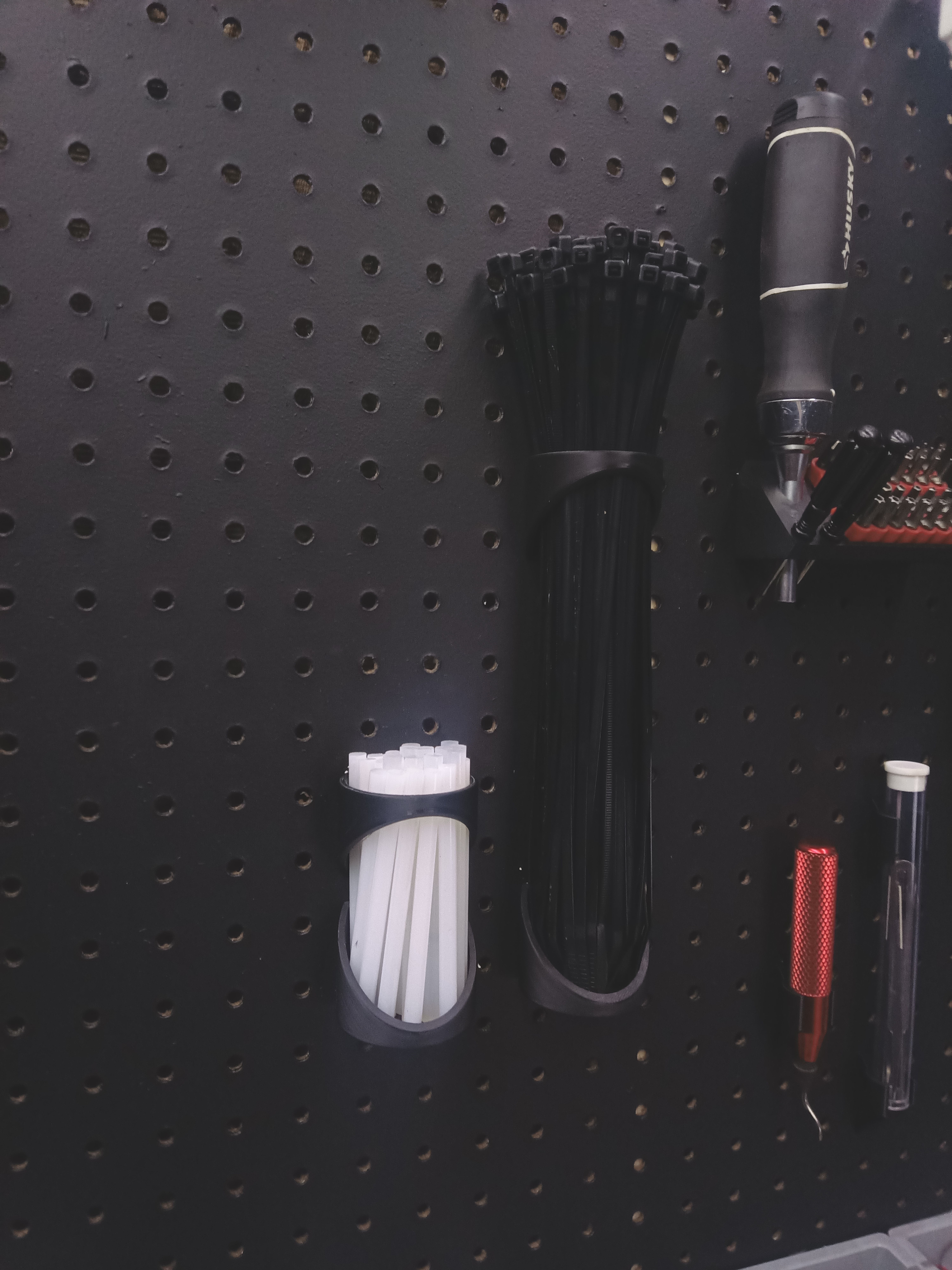 Pegboard Ziptie/Dowel/Gluestick Holder (Adjustable)
