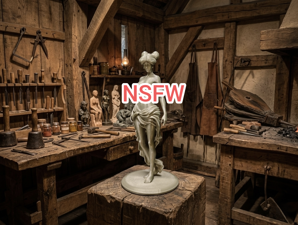Draped Temptress – Elegant Nude Statue (NSFW)