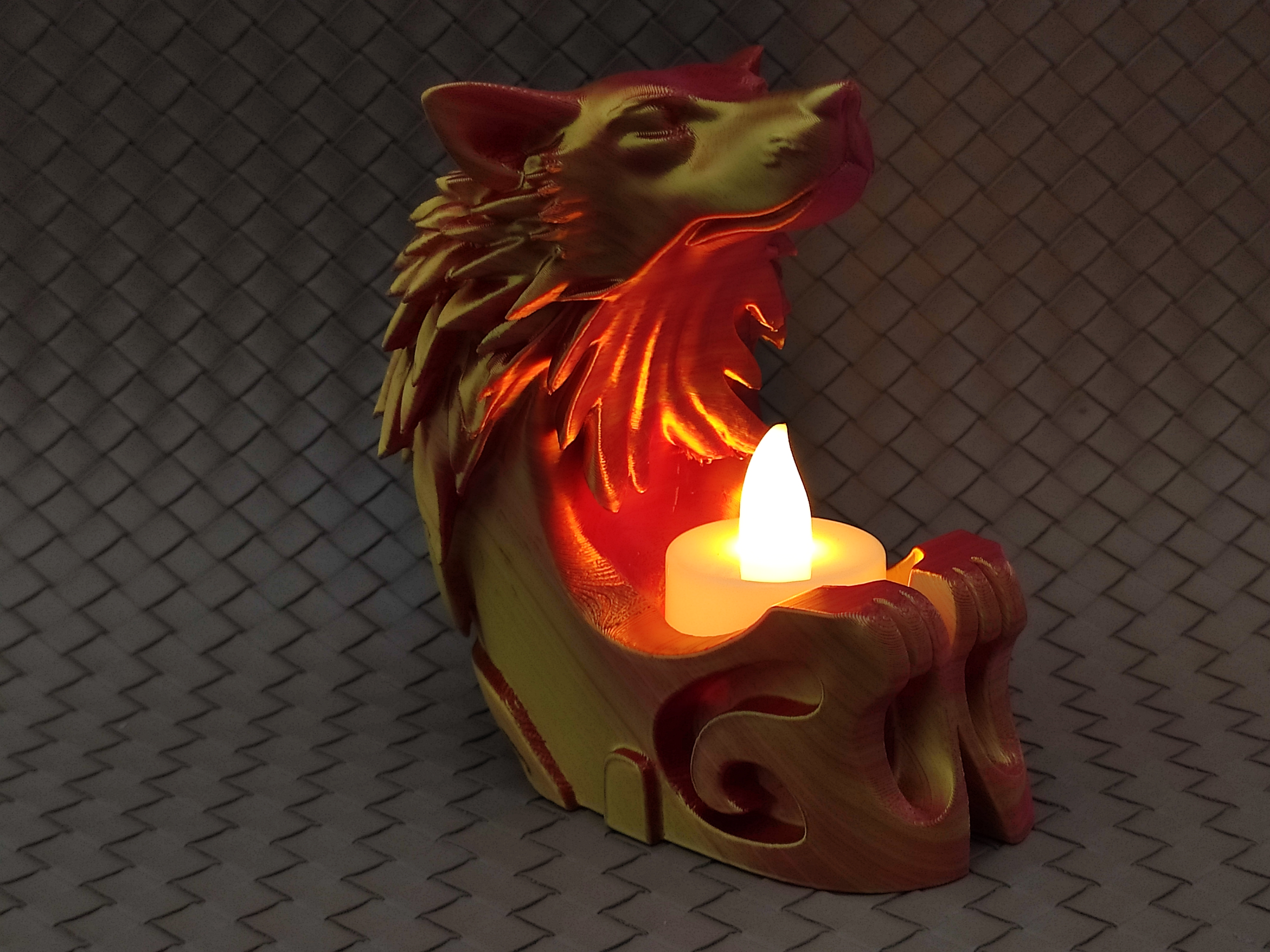 Dreaming Wolf - LED Tea light Holder