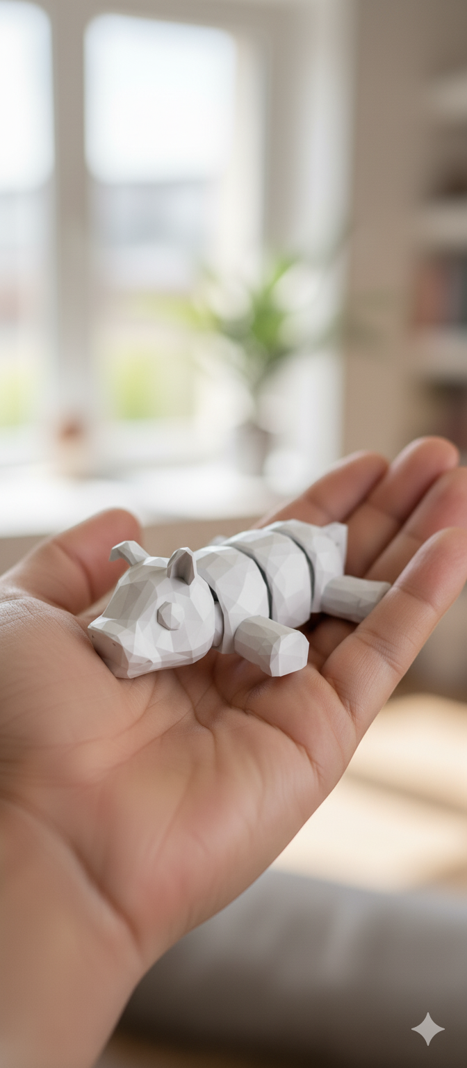 articulated lowpoly piggy keychain