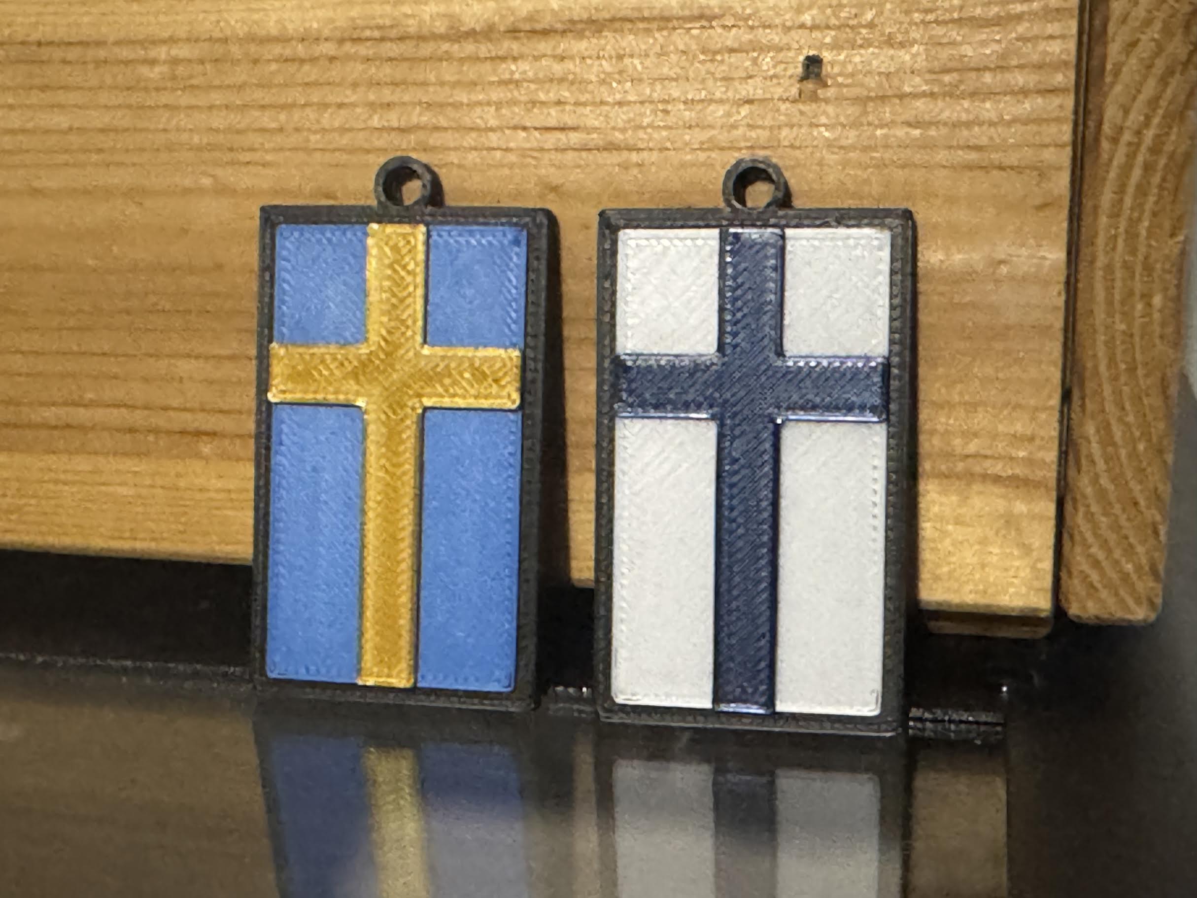 Off centre cross flag keychain