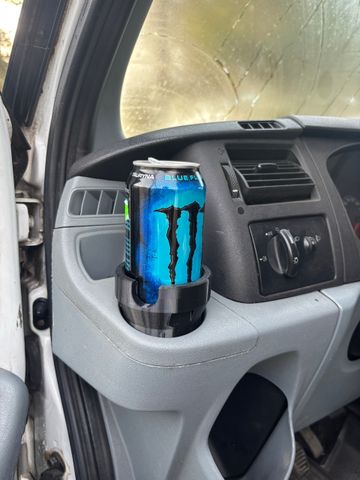 Ford Transit Mk7 Can Holder – No Rattle, Easy Grip (+ Slim Can Adapter), preview image from the creator on Printables