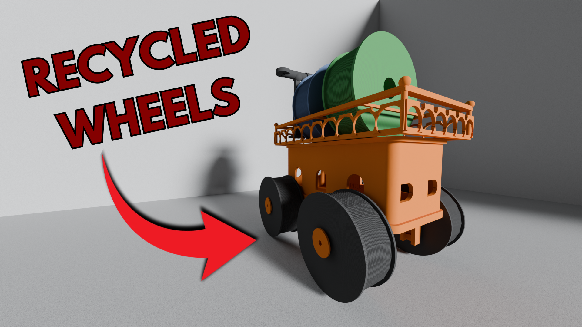 Filament Cart - Reuse old rolls AS WHEELS! [WIP] 3D model