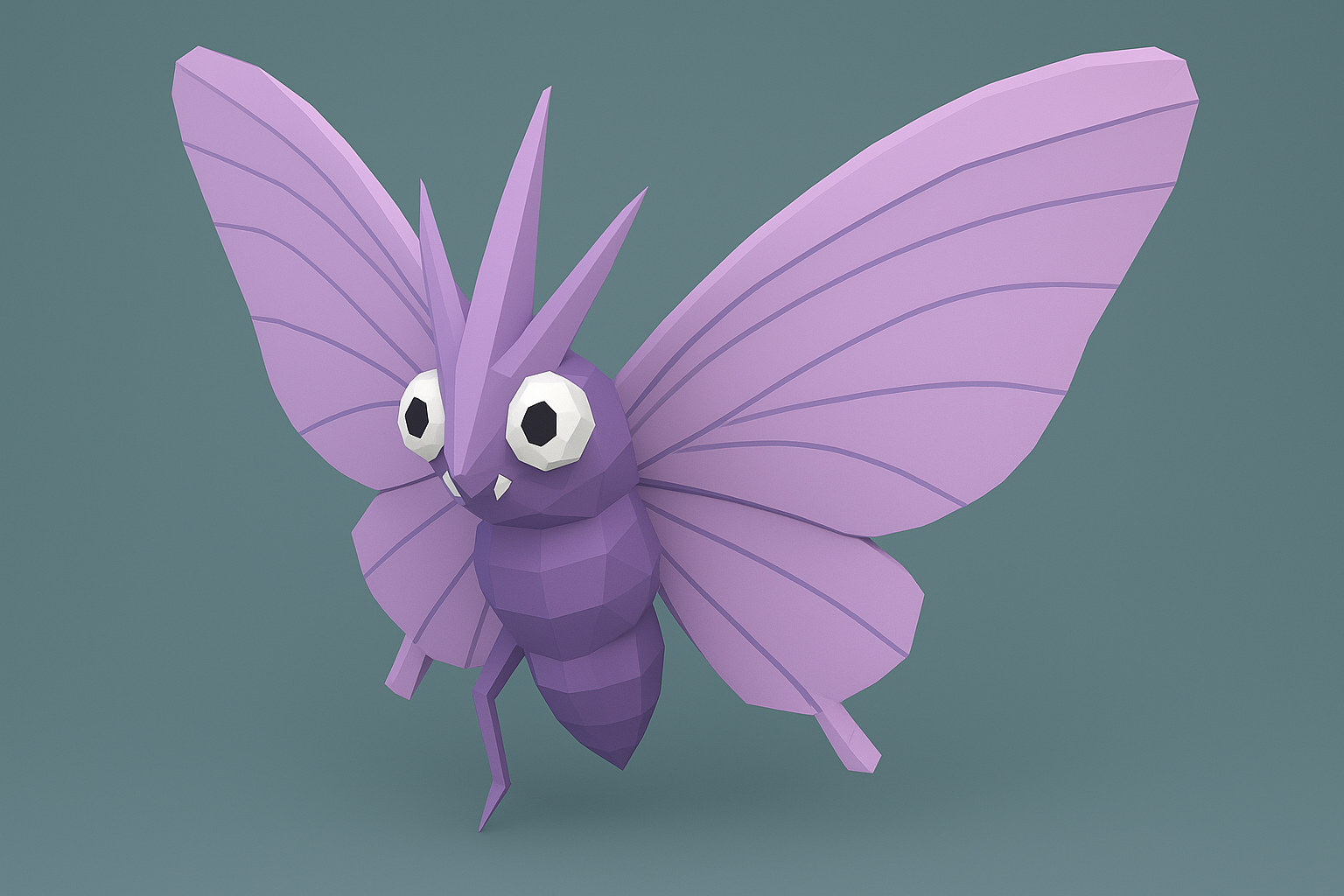 #049 Venomoth – Low Poly Pokémon