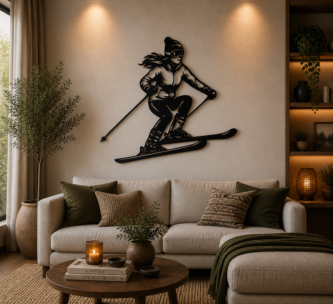 Ski Action Woman 2D Wall Art