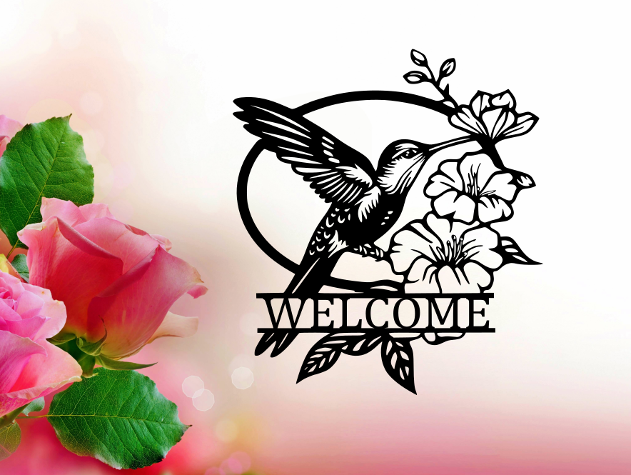 Floral Hummingbird Wall Art