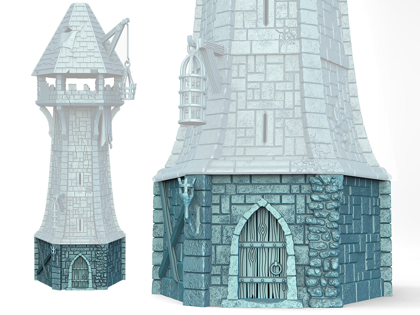 Miniatura 2 do modelo 3D Watchtower – Free Sample (3D Printable Modular Tower)