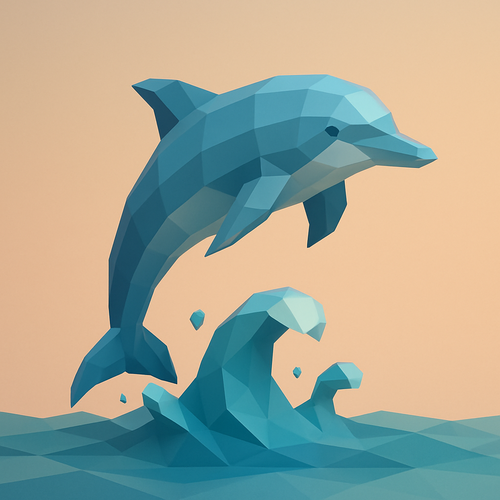 Low poly dolphin jumping