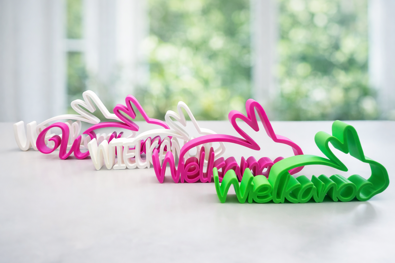 Wielkanoc – dekoracyjny napis 3D z uszami zająca 5 wzorow
