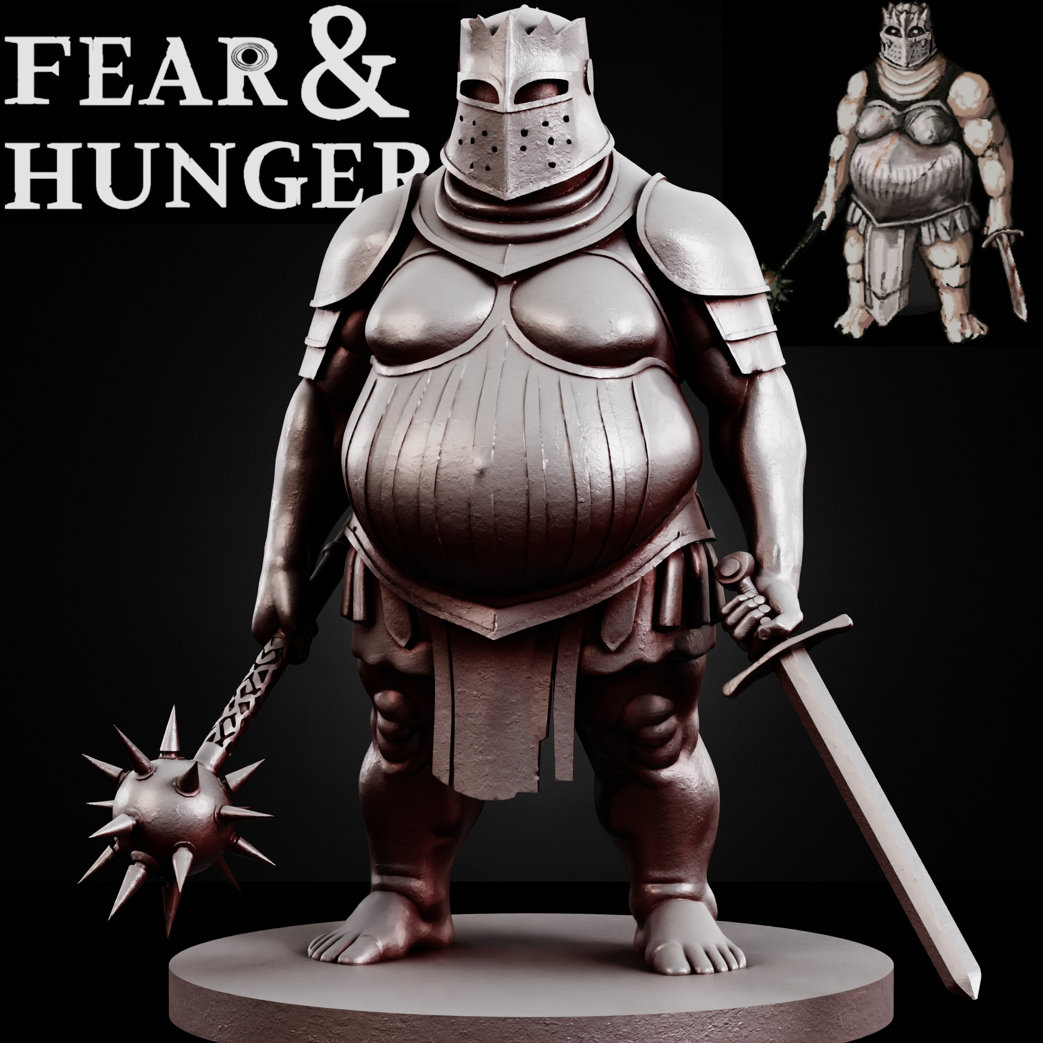 ARMORED GUARD FEAR AND HUNGER TABLETOP D&D RPG miniature figurine – scale STL Fan Art