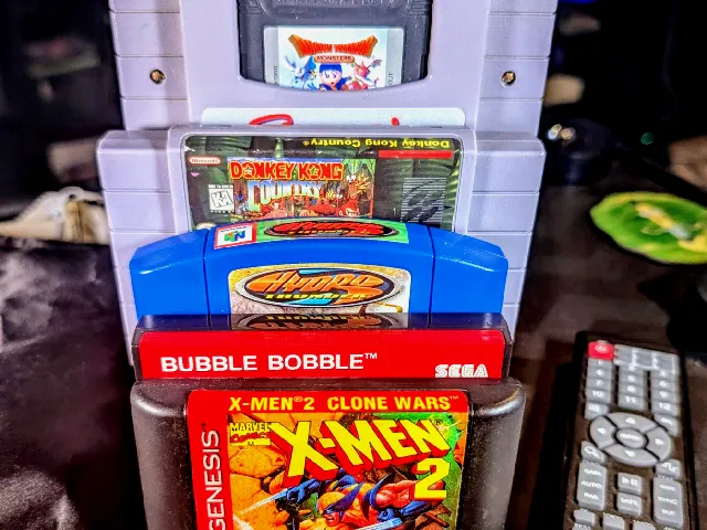 Universal Retro Video Game Cartridge Cradle – 5-Tier Stadium Display Stand