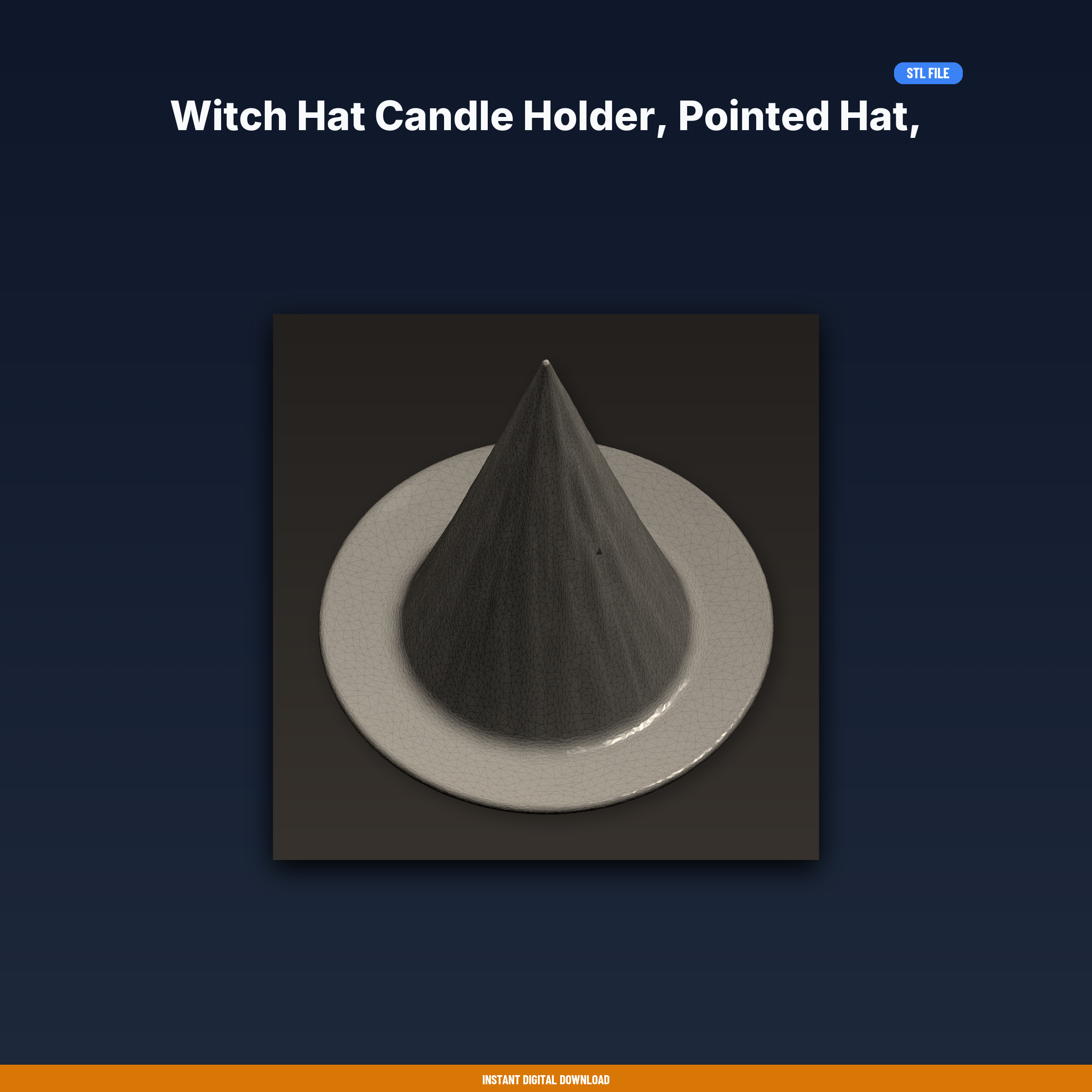 Witch Hat Candle Holder, Pointed Hat, Led Tealight Fits Inside, - 3D Printable STL File