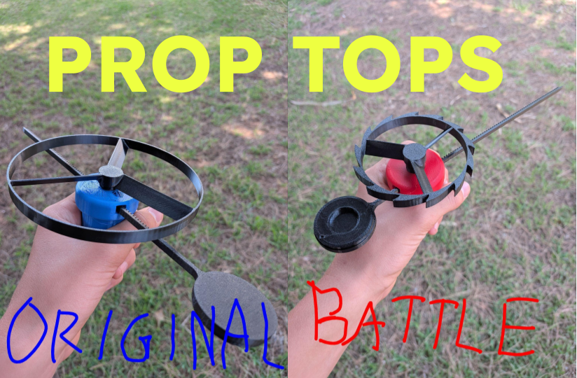 PROP TOPS: flying spinning tops - 100% 3d printable - No supports