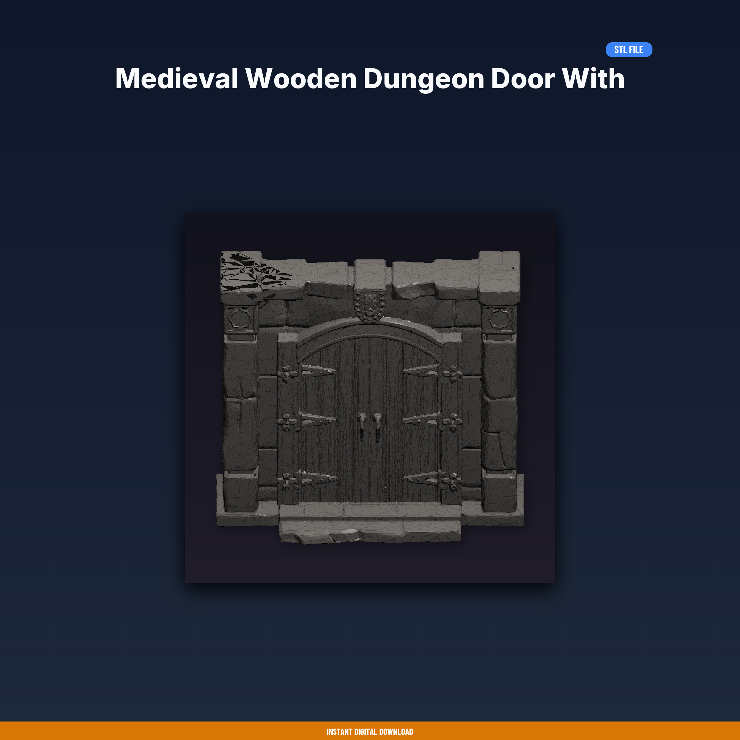 Medieval Wooden Dungeon Door With Stone Frame, Hinged Opening, - 3D Printable STL File