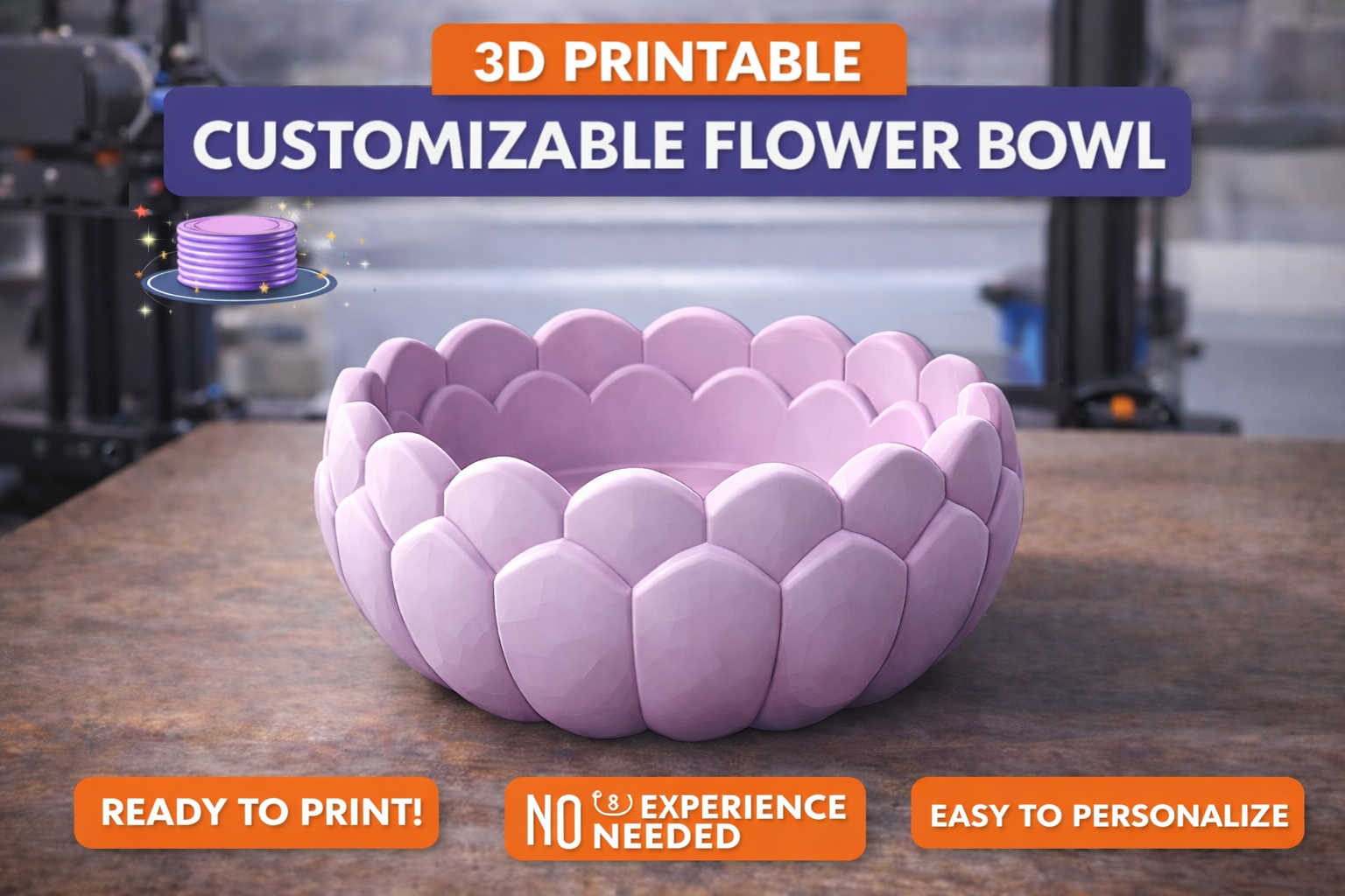 3D Printable Flower Bowl