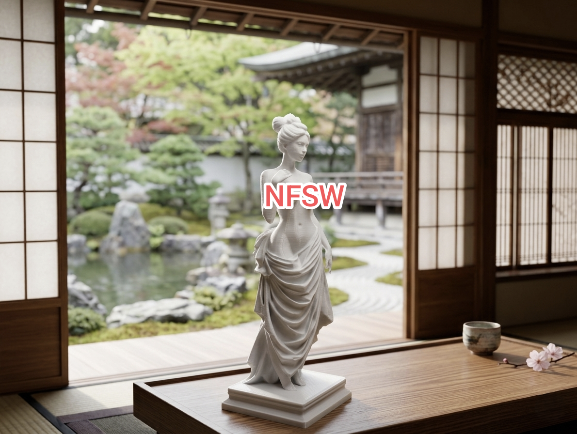 Asian Silk – Sexy NSFW Topless Geisha Statue