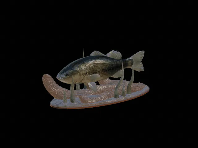 Largemouth Bass Statue with Base – Design 2