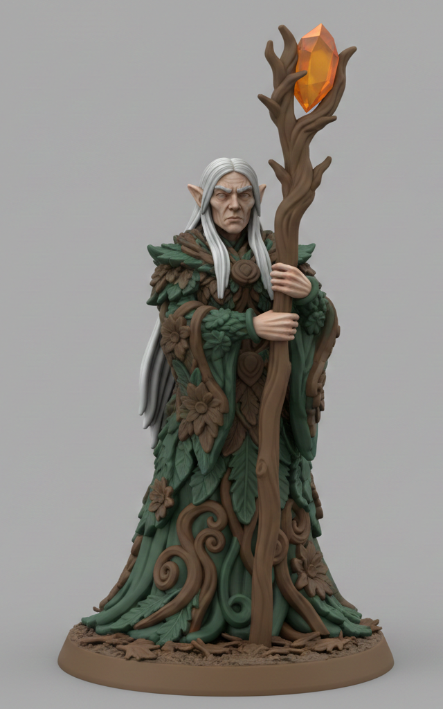 Xanthe – Elder Elven Druid NPC (Supportless, FDM Friendly, DnD)