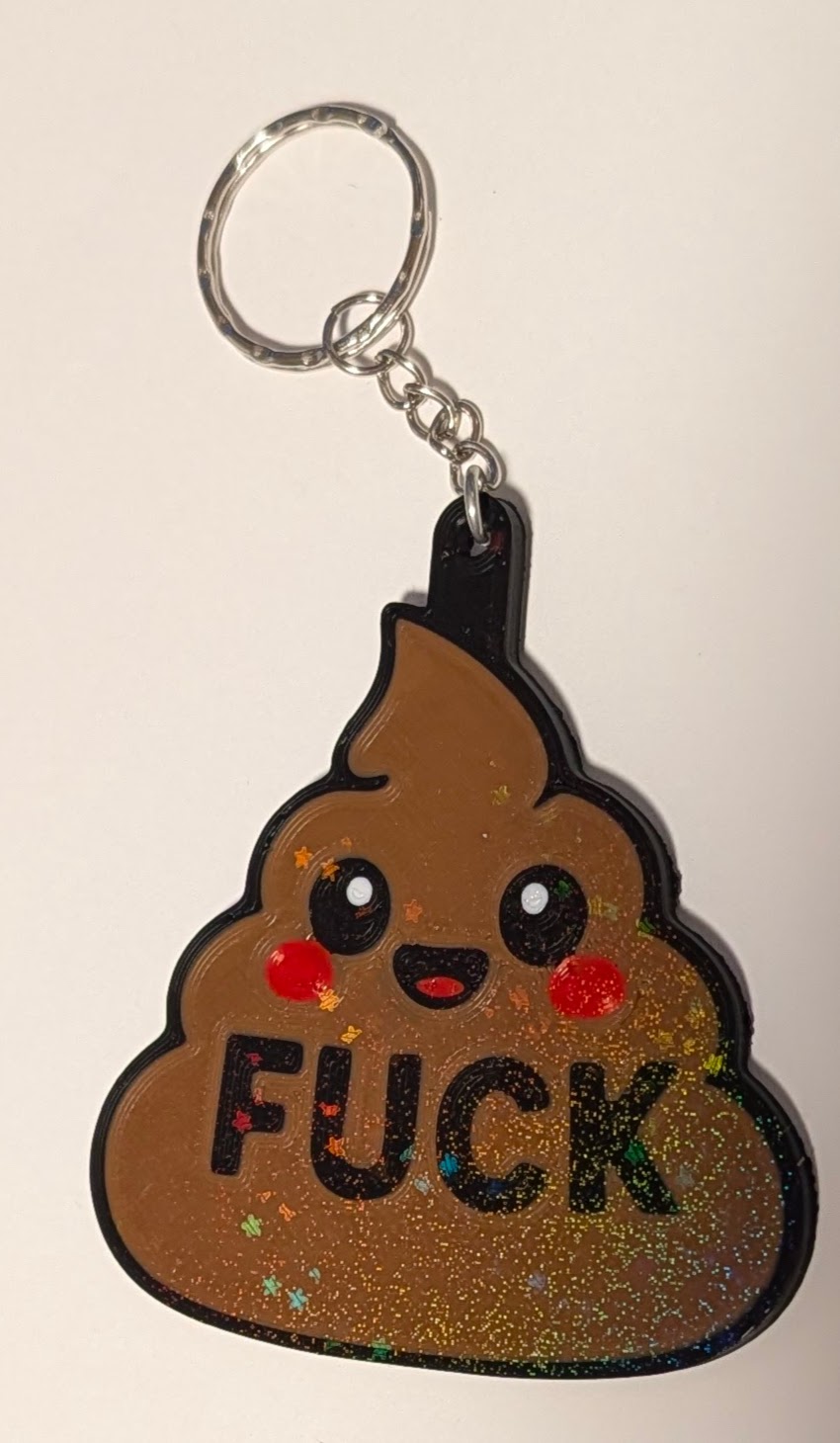 3D Printed Kawaii Poop "F*ck" Novelty Keychain | Humorous Gag Gift — miniatura 2