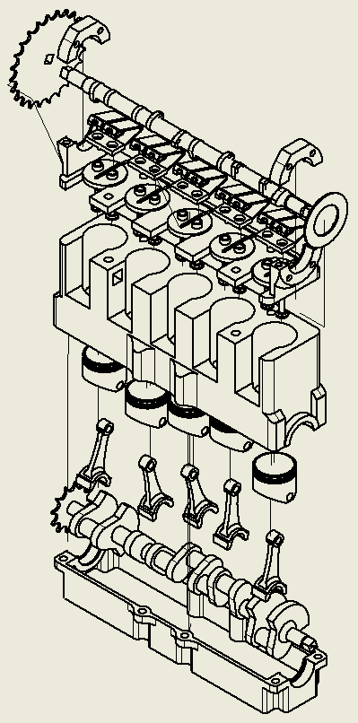 I5 Inline Engine Model | Functional Pistons, Valves & Timing Chain — miniatura 8