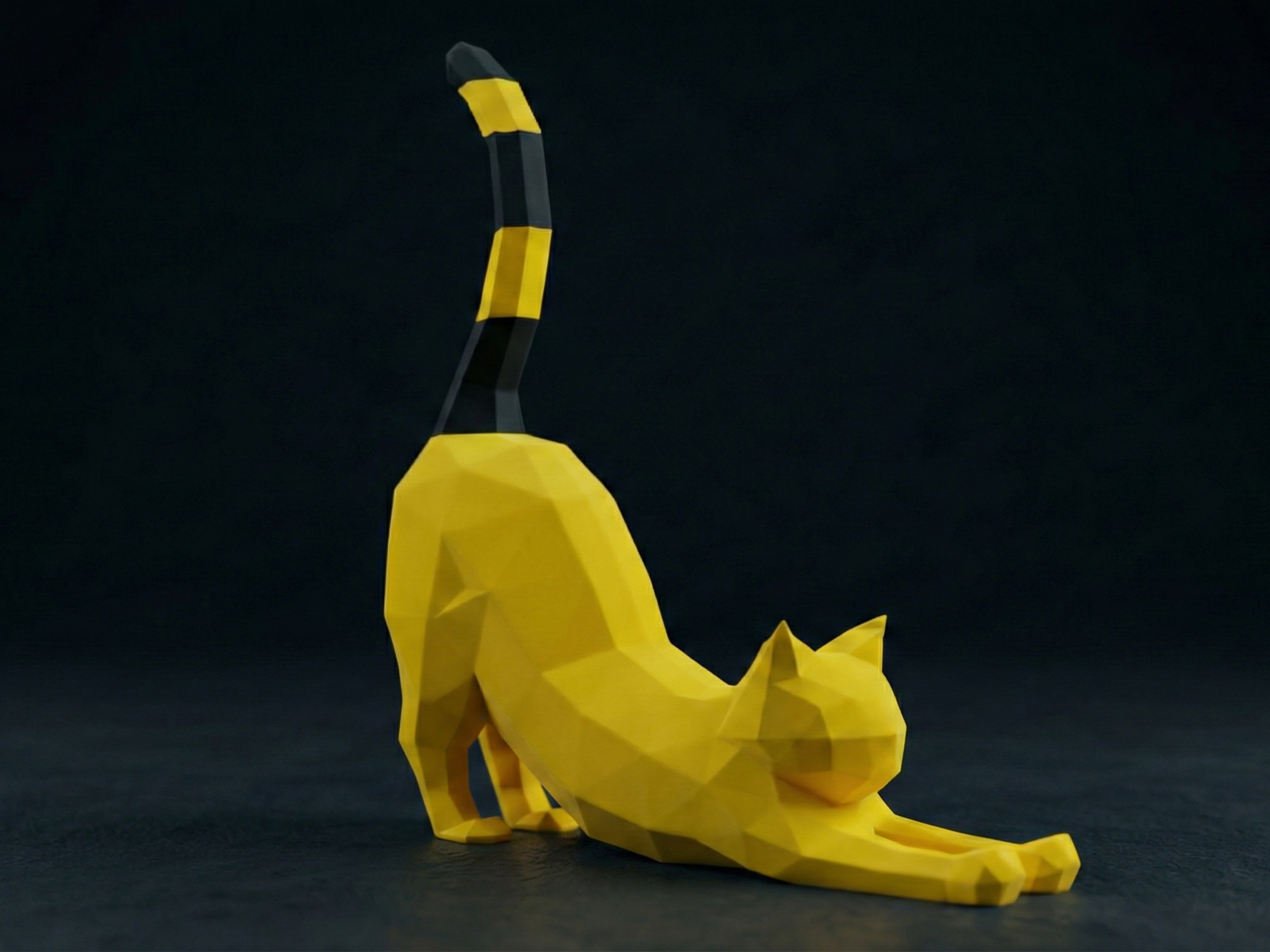 Miniatura 2 do modelo 3D Low Poly Stretching Cat