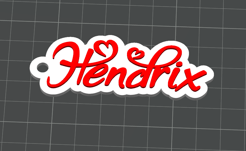 Keychain whit name Hendrix - Love stile - Name Tag