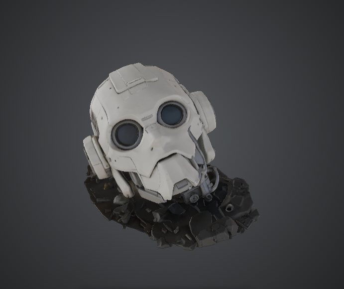 Fallen Robot Head – Sci-Fi Robot Relic