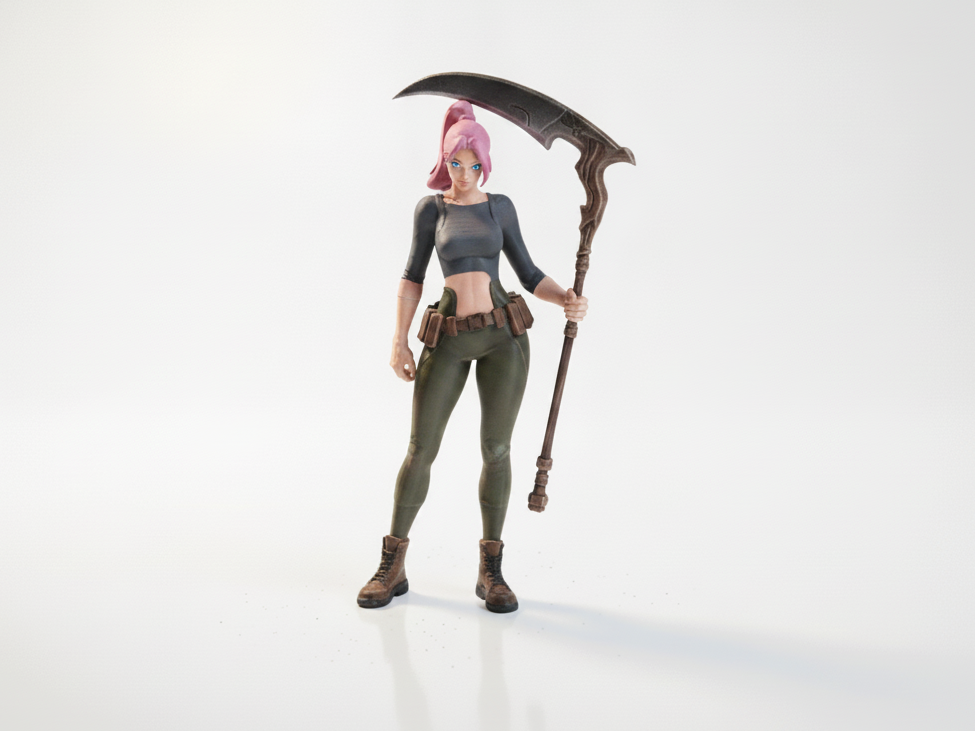 Scythe Lady Warrior Figurine Female Figure 3D Printable