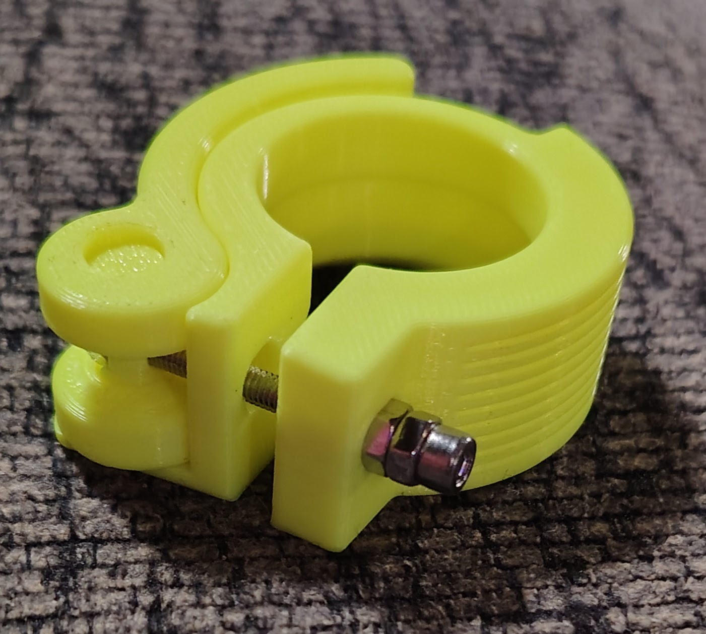 Modified 16mm clamp ring, Printed and reinforced pivot peg/barrel nut replacement