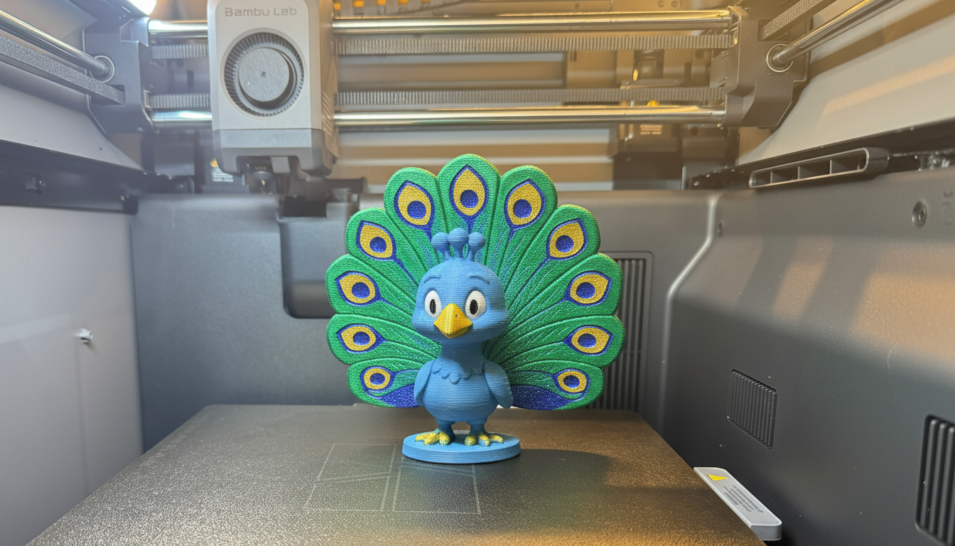 Cute Peacock Displaying Feathers - Majestic Bird Model