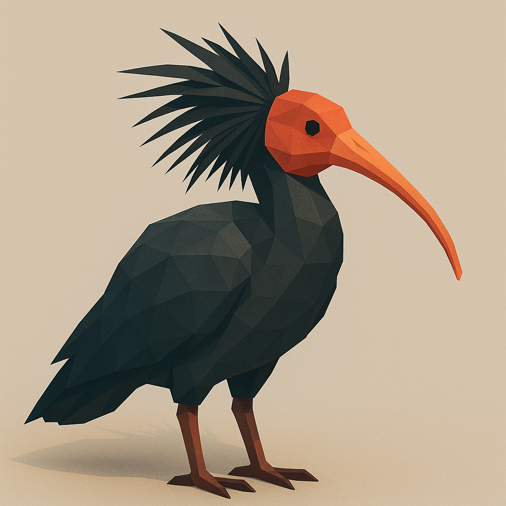 Low-Poly Northern Bald Ibis (Kelaynak)