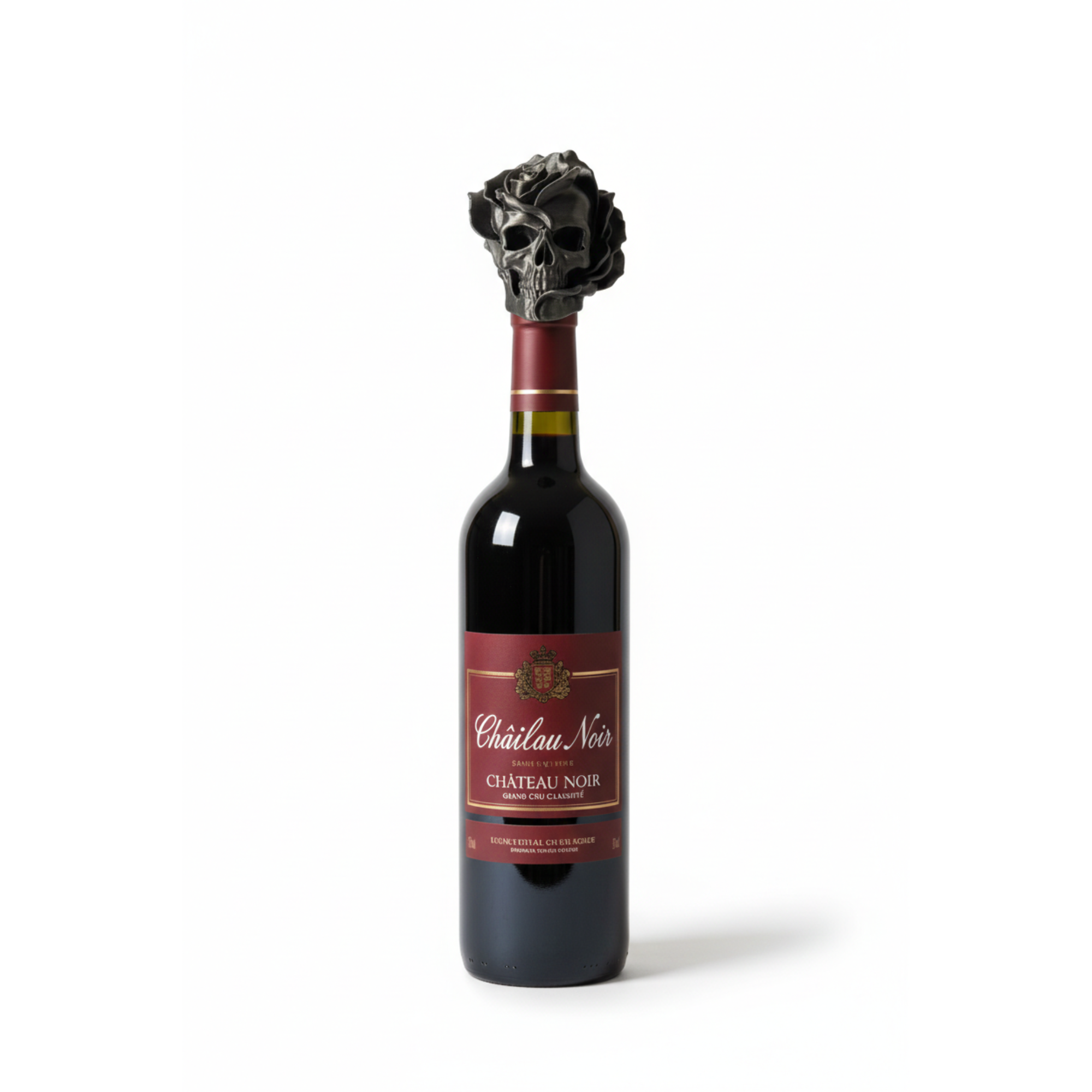 SKELETON HEAD ROSE - WINE BOTTLE LID / THE PERFECT WINE BOTTLE GIFT UPGRADE / PRESENT / GOTHIC — miniatura 3