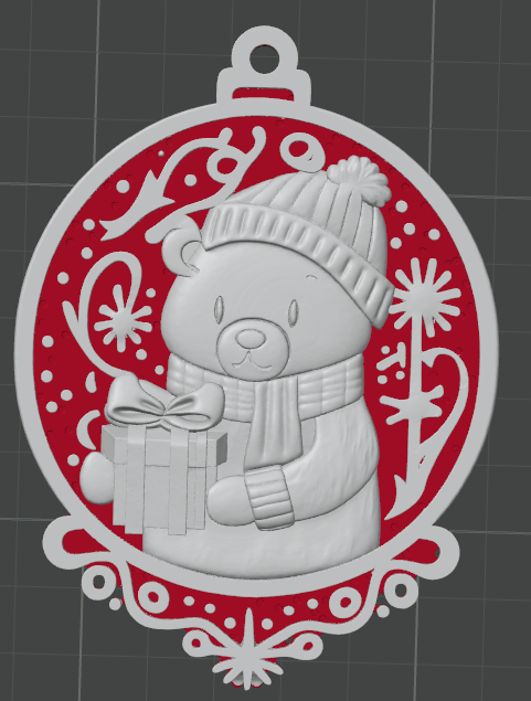 Cute Christmas Bear Ornament – 3D Printed Holiday Decoration