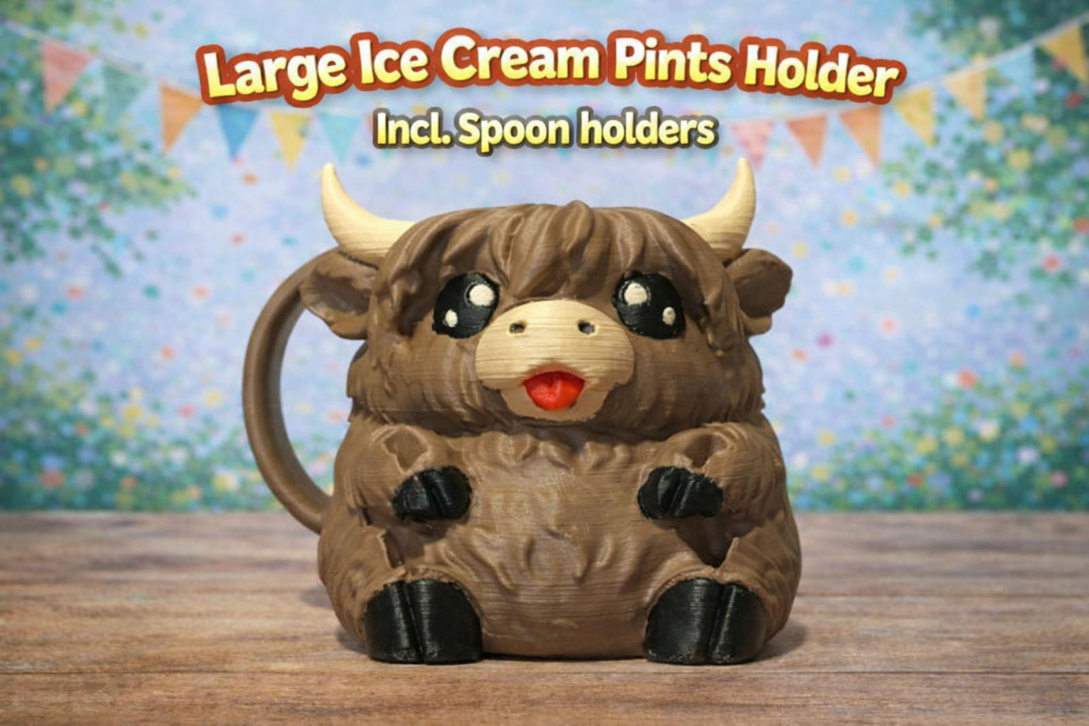 Highland Cow with Hooves Ice Cream Pints Holder