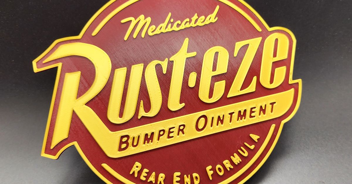 Cars Rusteze Sign 2 Color by Triple G Download free STL