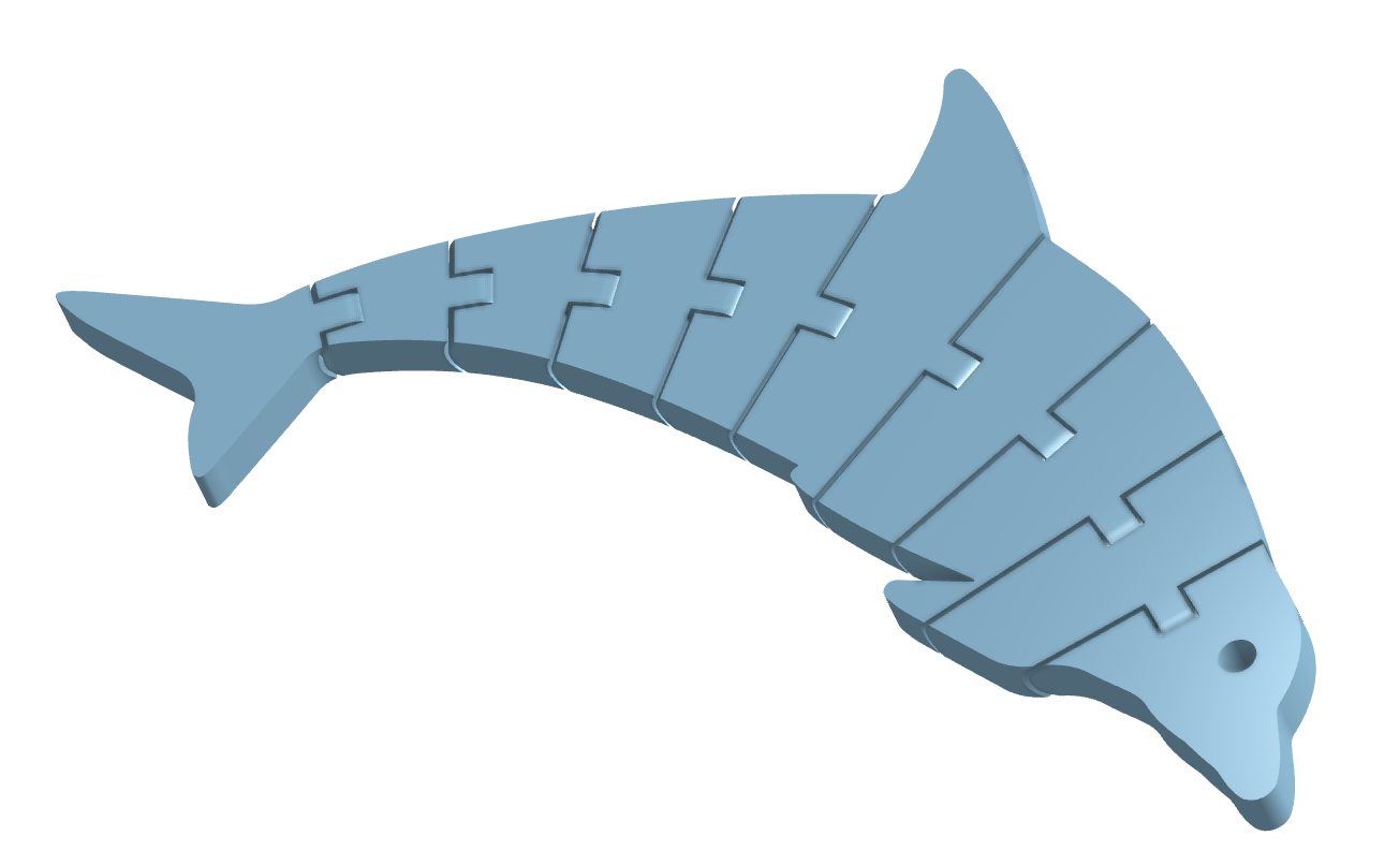 Flexi Articulated Dolphin With Keychain Hole