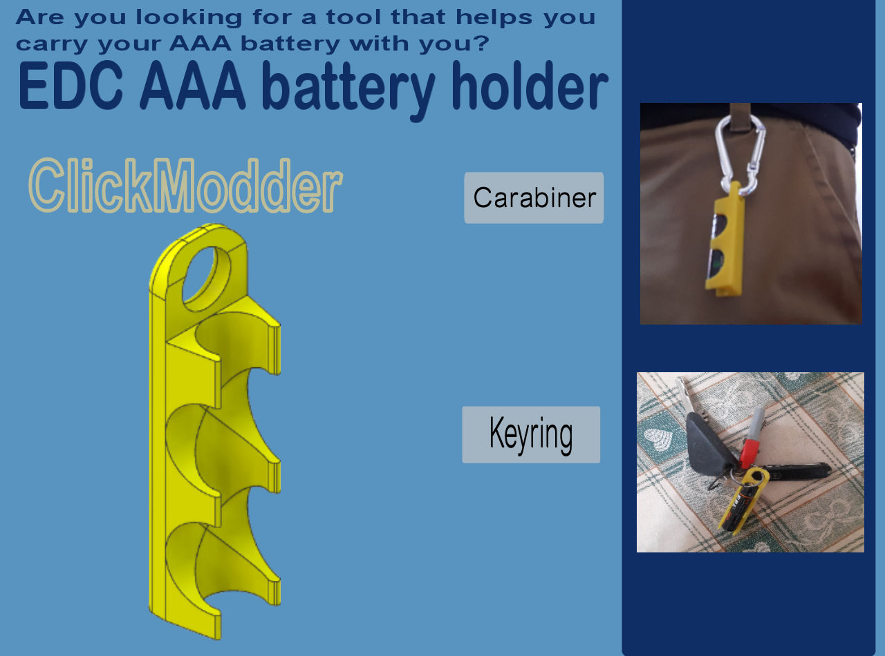 EDC AAA battery holder by ClickModder Download free STL model