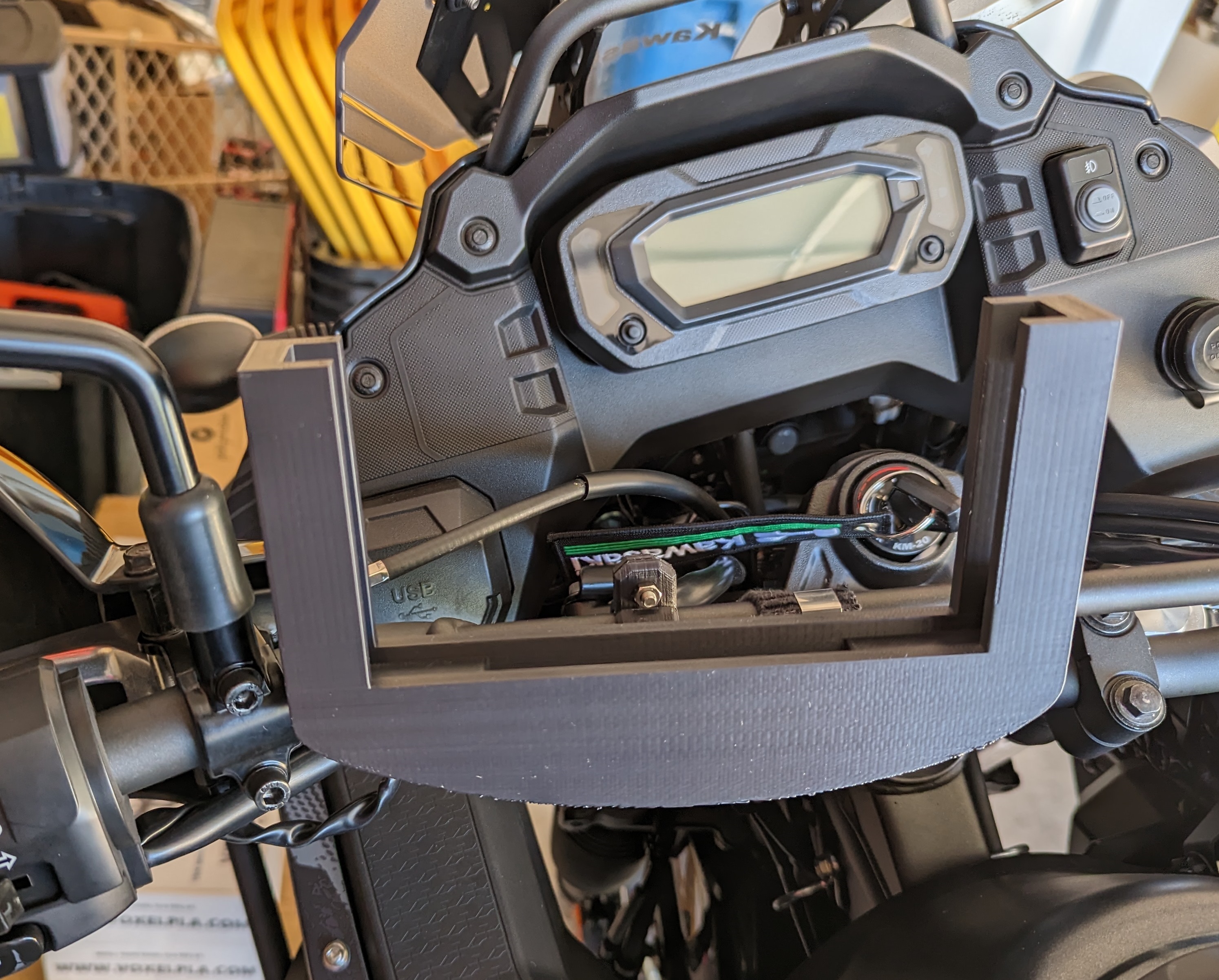 KLR 650 version of "Motorcycle Phone Holder" by Birdman2010 Download free STL model