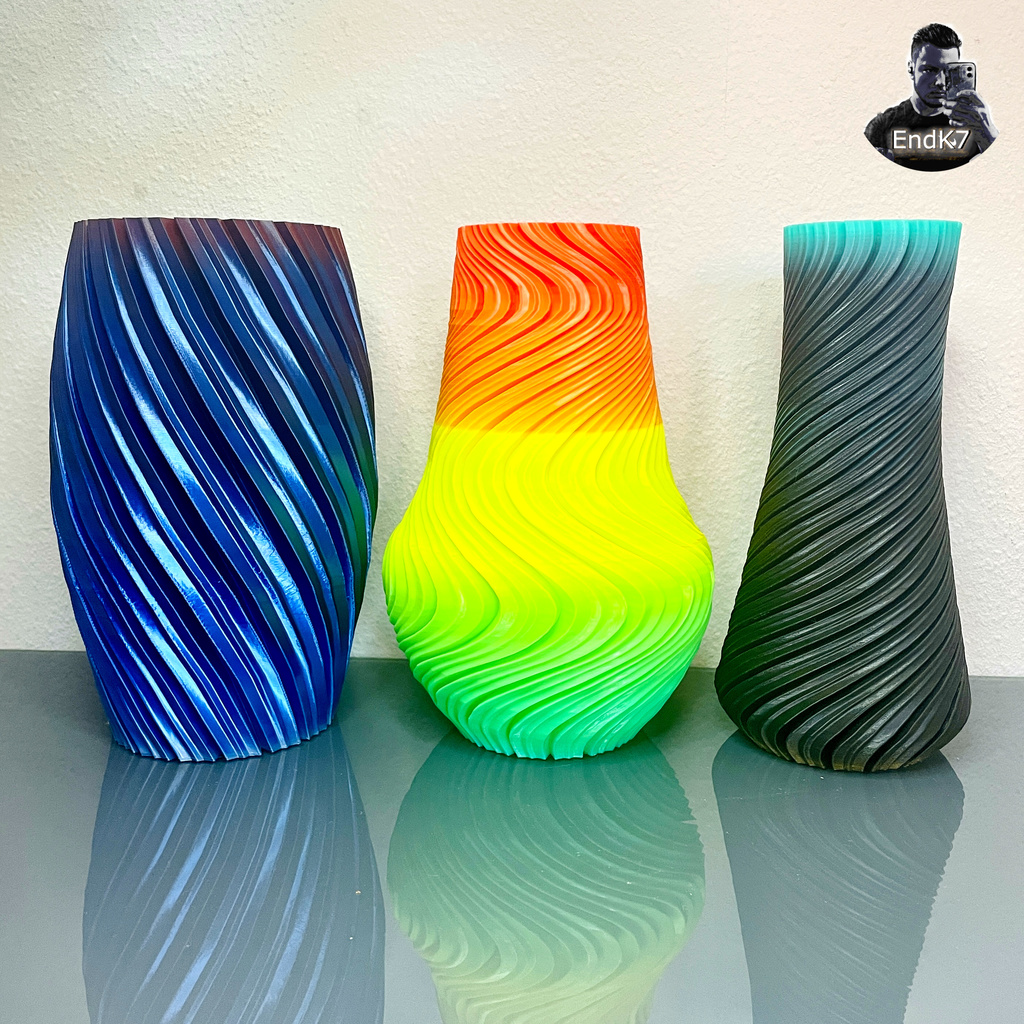 UNIQUE SPIRAL VASE SET VERSION TWO - 3 DESIGNS