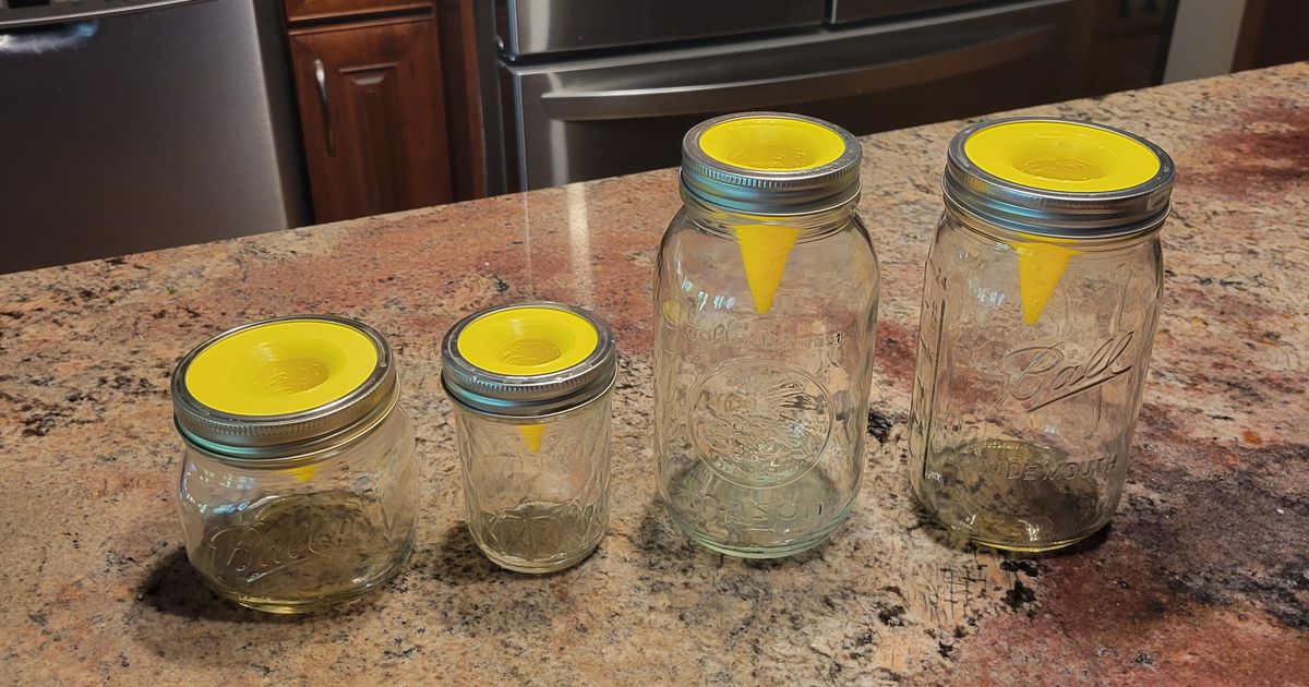 Mason jar fruit fly trap (wide mouth and regular mouth, for both quart and half pint jars) by