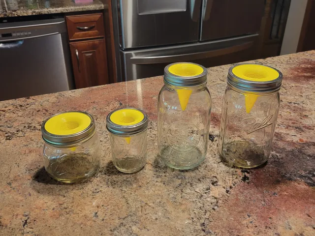 Mason jar fruit fly trap (wide mouth and regular mouth, for both quart and half pint jars)