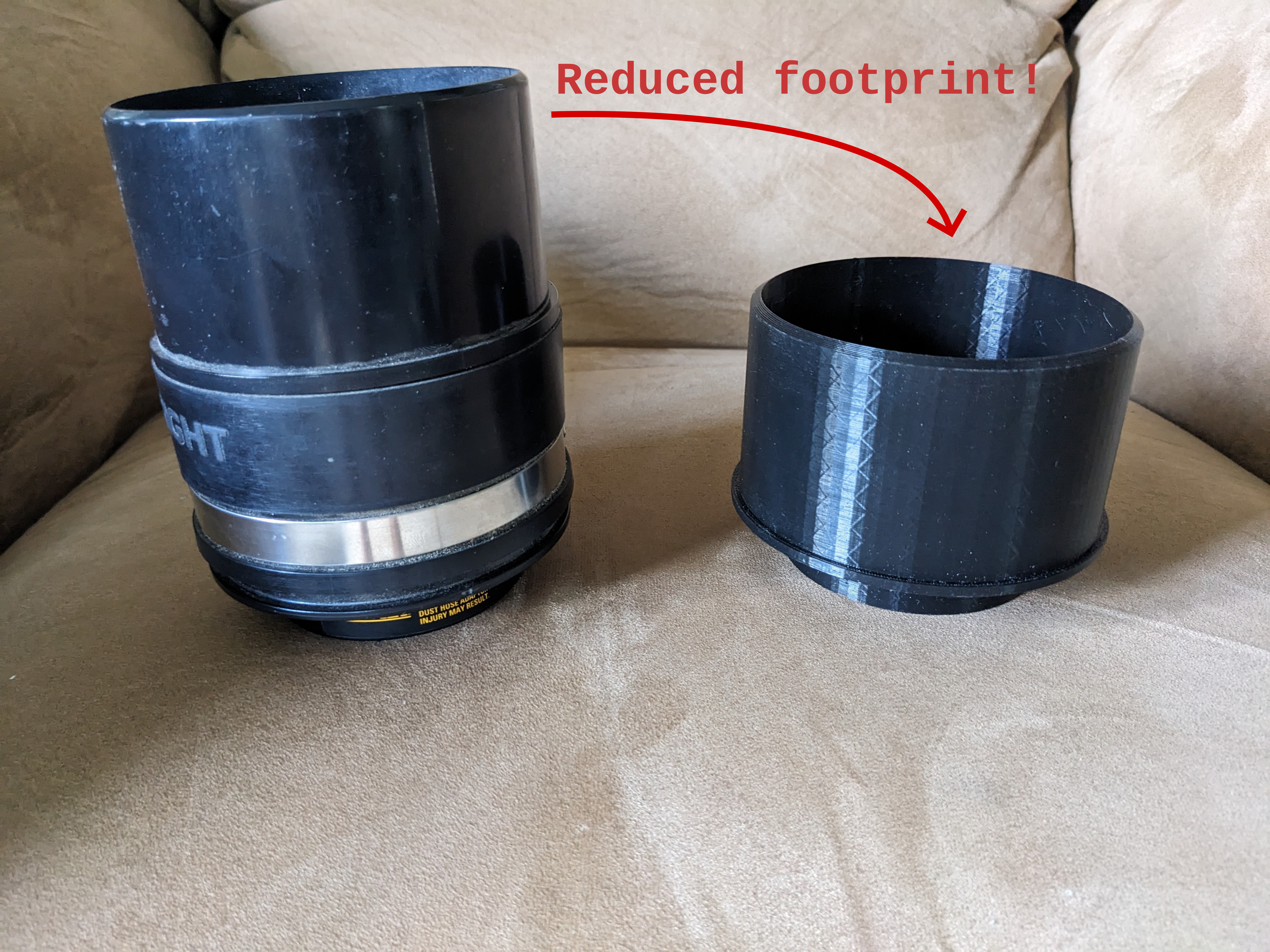 4" Dust Right Quick Connect-compatible DeWalt Planer Port