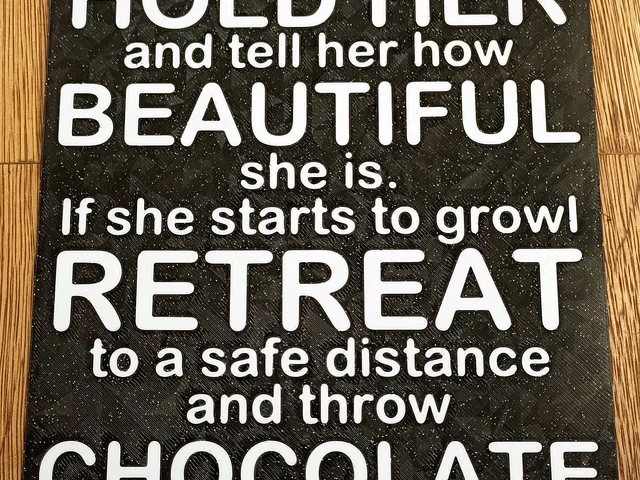 Funny Sign - "If a woman is upset HOLD HER and..." - dual colour wallsign
