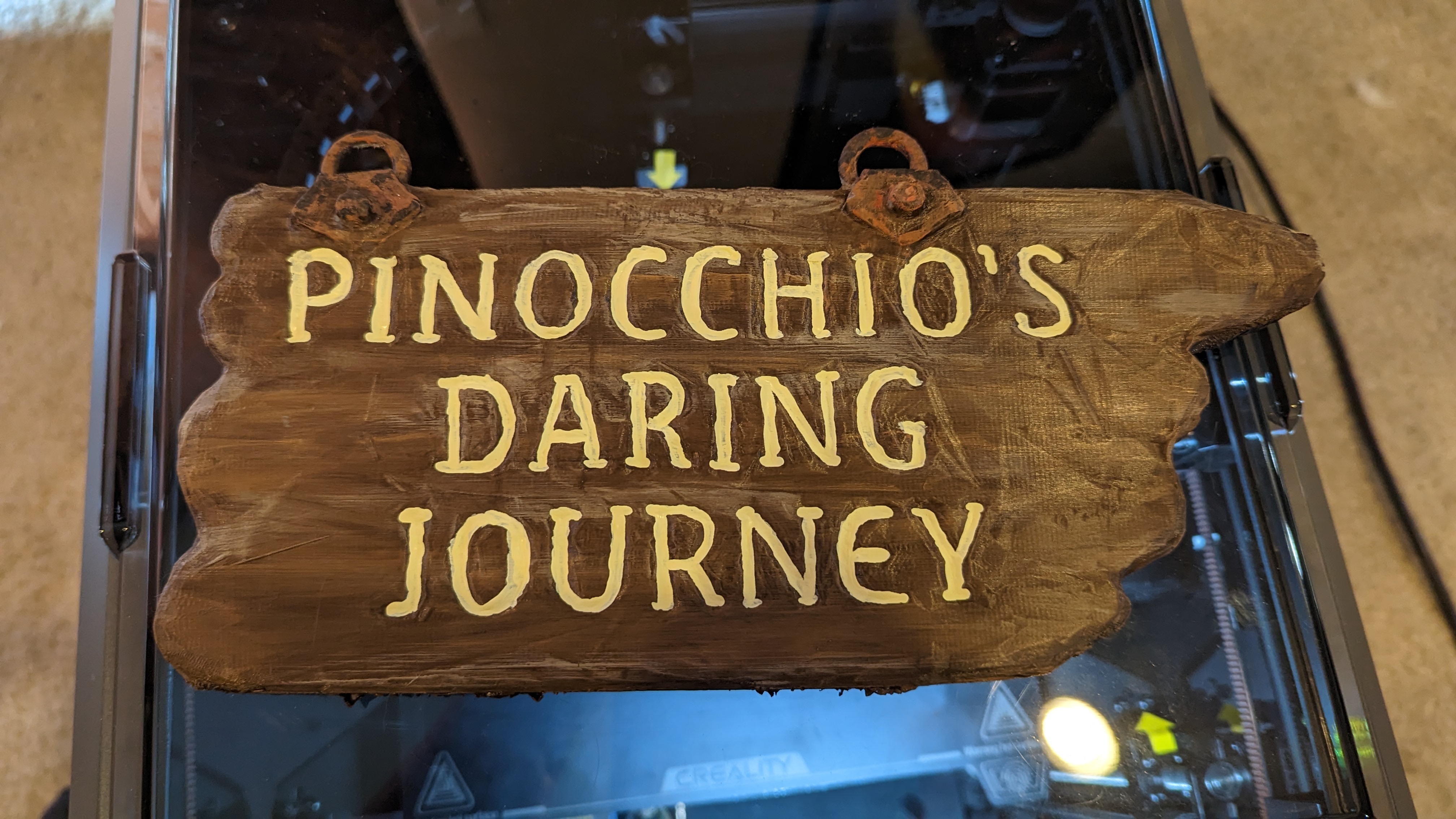Disneyland Pinocchio Daring Journey sign