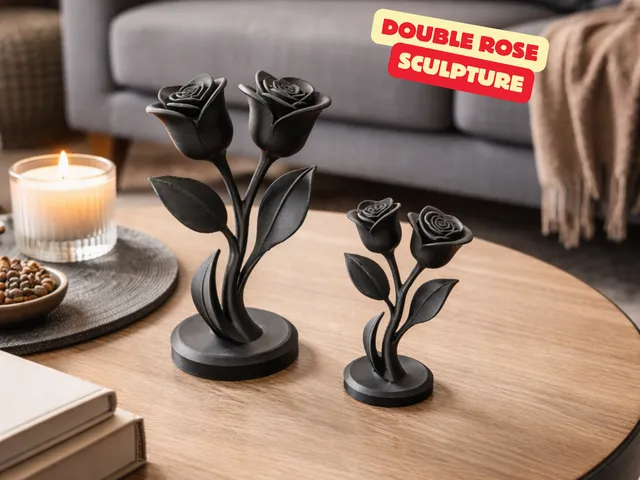 DOUBLE ROSE SCULPTURE / MODERN HOMEDECOR / VALENTINES DAY IDEA / MOTHERSDAY IDEA