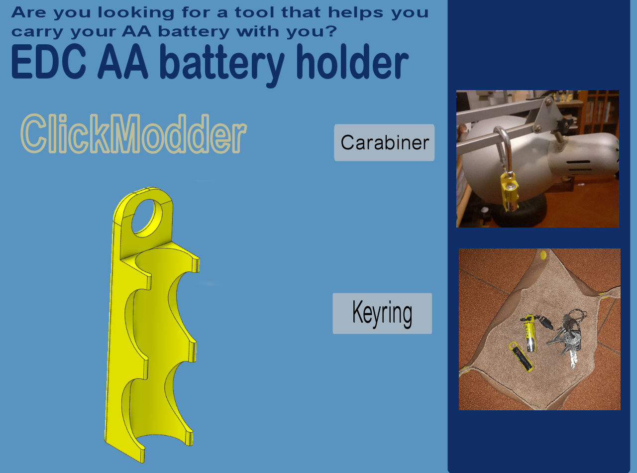 EDC AA battery holder by ClickModder Download free STL model