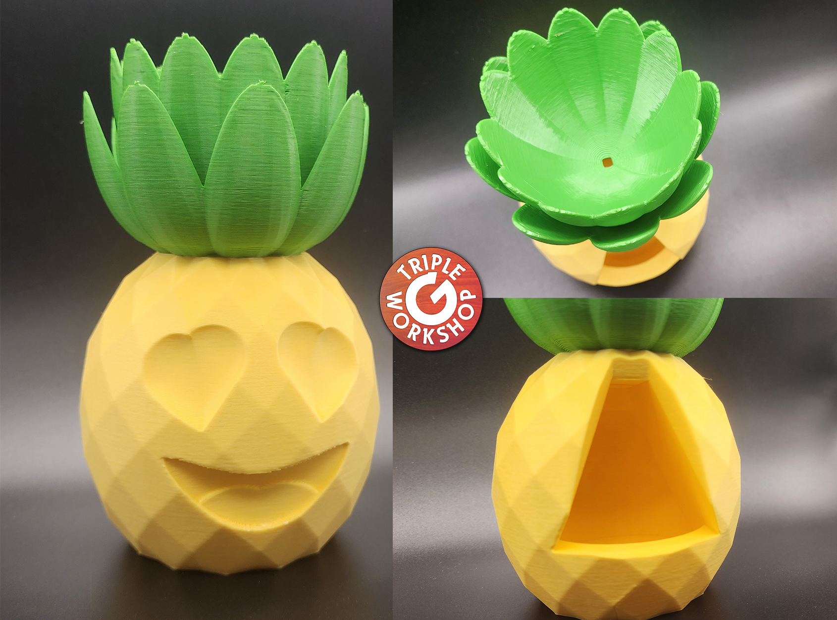 ♡♡ Heart-Eyed Pineapple Planter w/drainage or solid